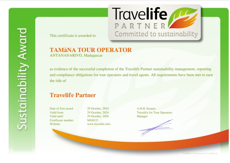 Travelife Partner certificate